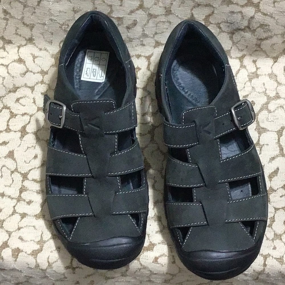 Keen Black Adjustable Leather Sandal Shoes Sz 7 Mint